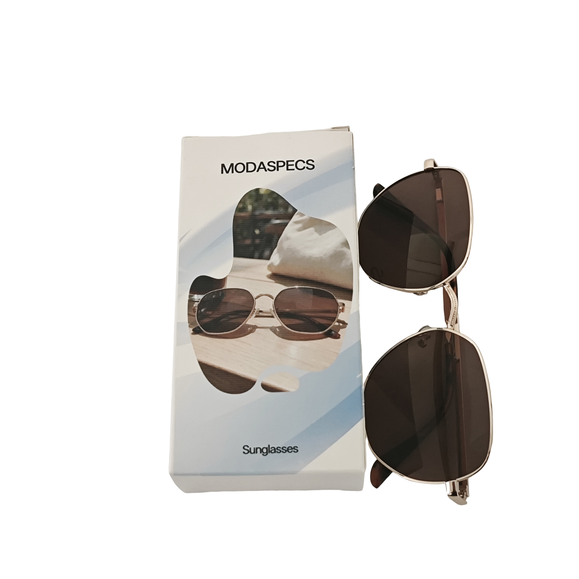 MODASPECS Hexagonal Metal Frame Sunglasses, Classic Brown Lens Lightweight Outdoor UV Protection Fashion Shades for Men & Women - Image 3