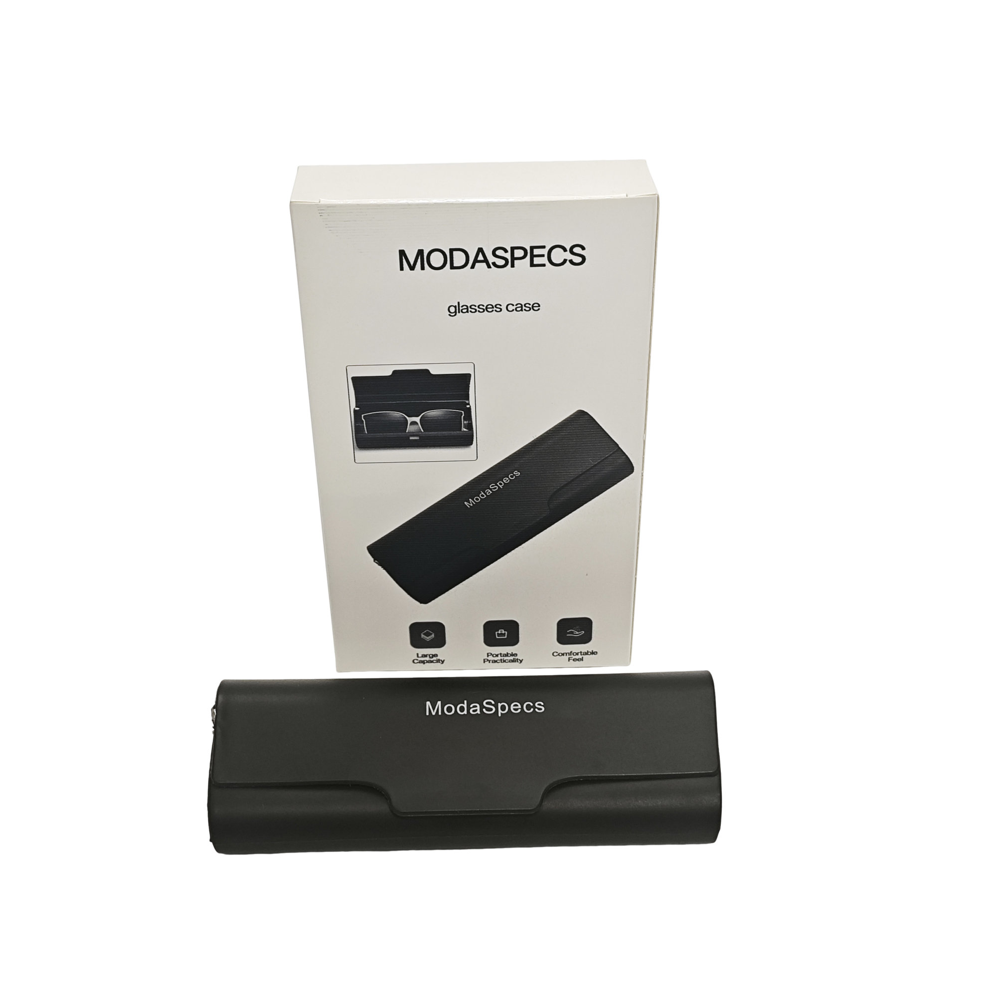 MODASPECS Hard Shell Glasses Case, Portable Sleek Black Protective Glasses Storage Box for Reading & Sunglasses - Image 3